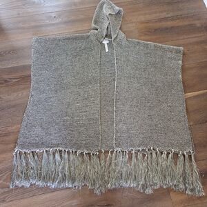 FREE PEOPLE Gold Metallic Knit Poncho/Cape